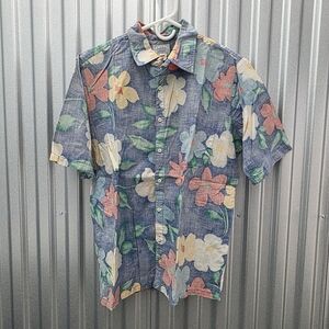 Vintage Surf Line Hawaii Hawaiian Aloha Floral Button Up Collared Shirt Sz Large